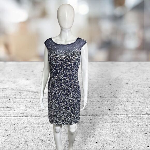 Jovani Fully Beaded Blue Mini Dress - Picture 4 of 9